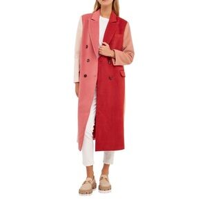 Colorblock Long Double-Breasted Coat